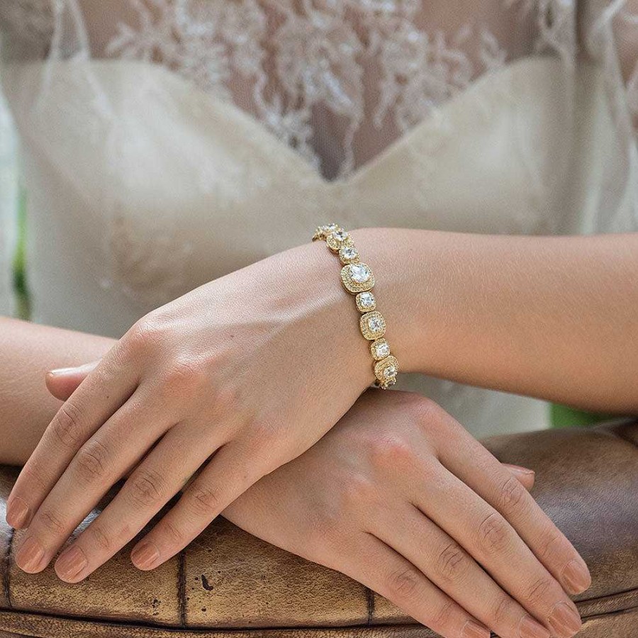 Wedding Jewellerywedding Jewellery Ivory & Co | Belize Gold Square Crystal Bracelet