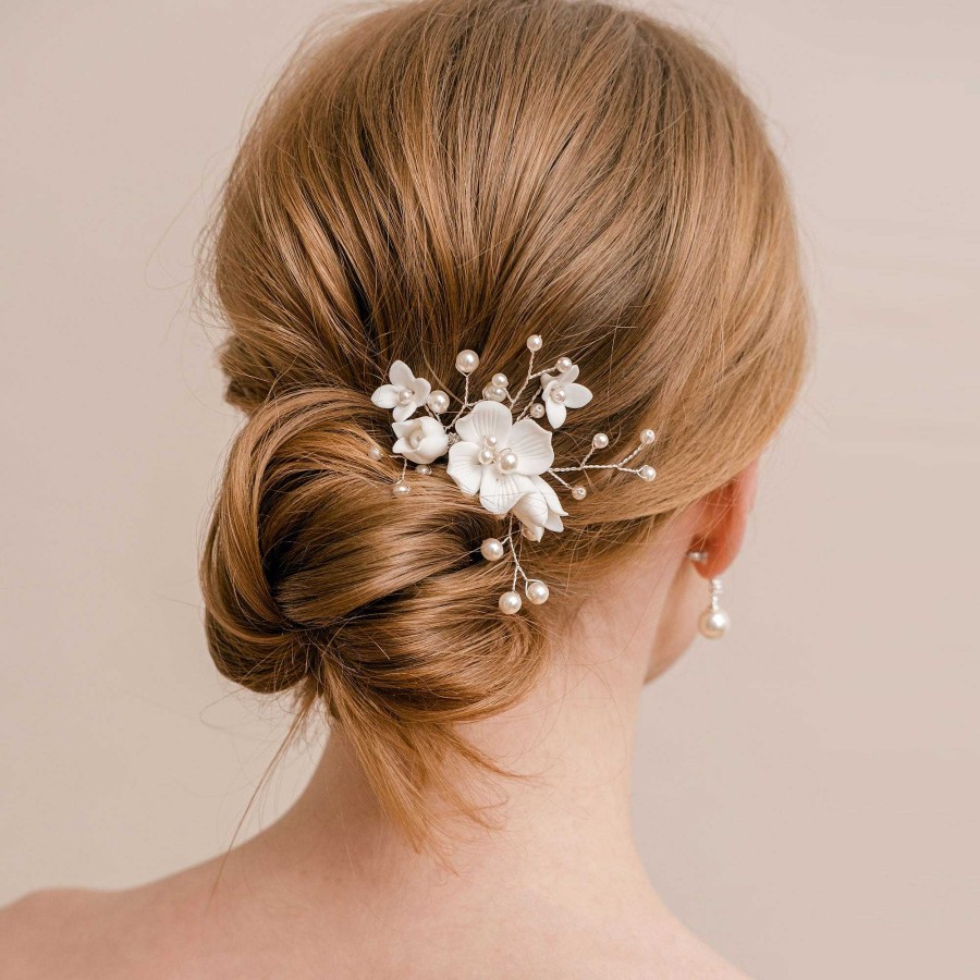 Wedding Hair Accessorieswedding Hair Accessories Arianna Bespoke | Stellar Porcelain Floral Mini Comb