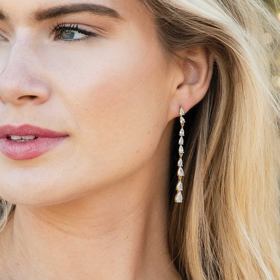 Wedding Jewellerywedding Jewellery Ivory & Co | Paris Long Drop Crystal Earrings (Gold)