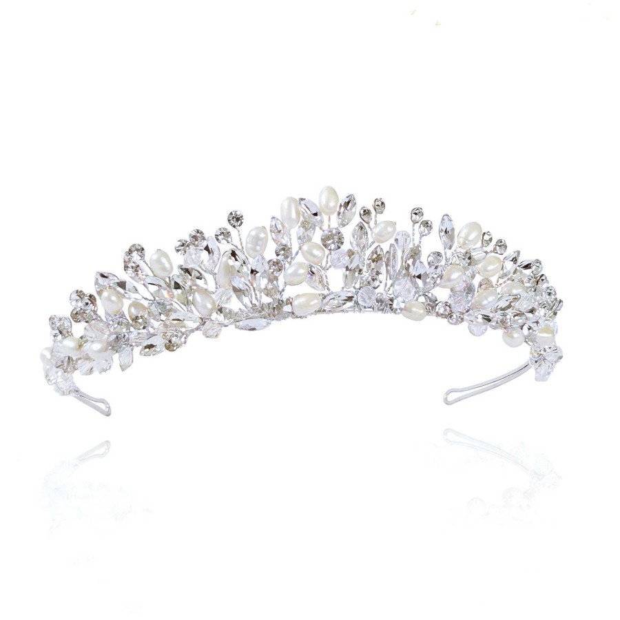 Wedding Hair Accessorieswedding Hair Accessories Ivory & Co | Embrace Crystal And Pearl Cluster Tiara (Silver)