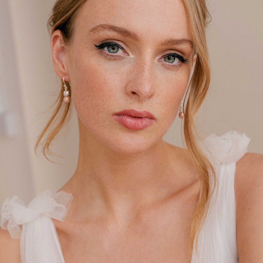 Wedding Jewellerywedding Jewellery Chez Bec | Abigail Dusky Pink Pearl And Diamante Earrings