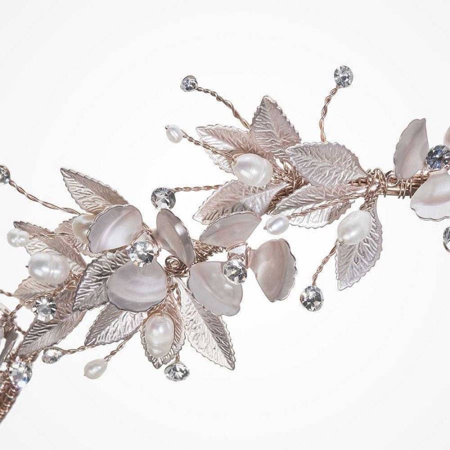 Wedding Hair Accessorieswedding Hair Accessories Ivory & Co | Liberty Rose Gold Enamelled Blossoms And Painted Leaves Headpiece