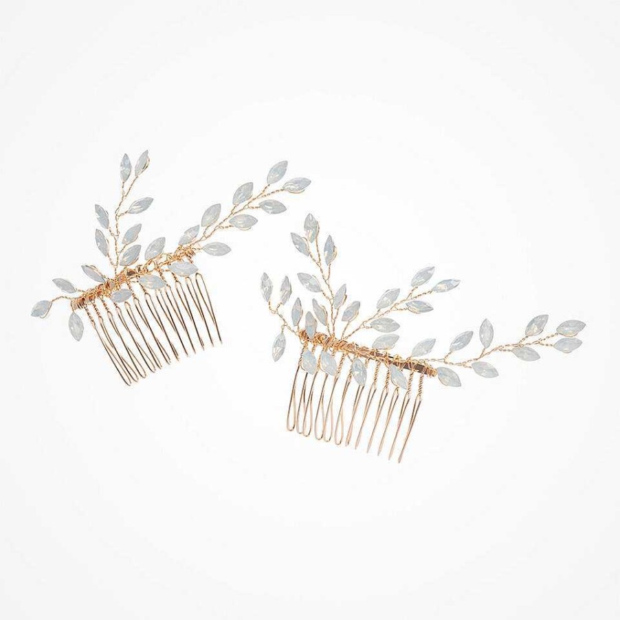 Wedding Hair Accessorieswedding Hair Accessories Aria | Tula Opaline Crystal Sprays Gold Hair Combs