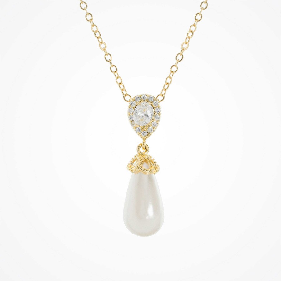 Wedding Jewellerywedding Jewellery Aria | Noemi I Teardrop Pearl Necklace (Gold)