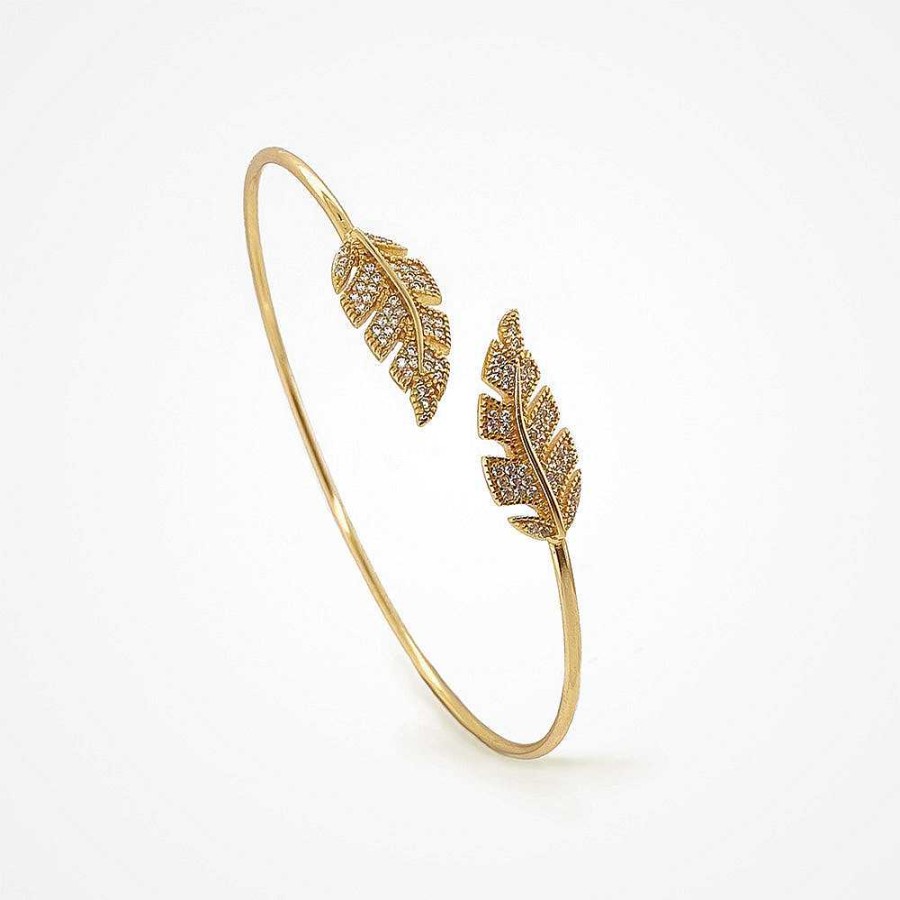 Wedding Jewellerywedding Jewellery Sarah Alexander | Paradiso Pave Zirconia Crystal Leaf Design Bangle