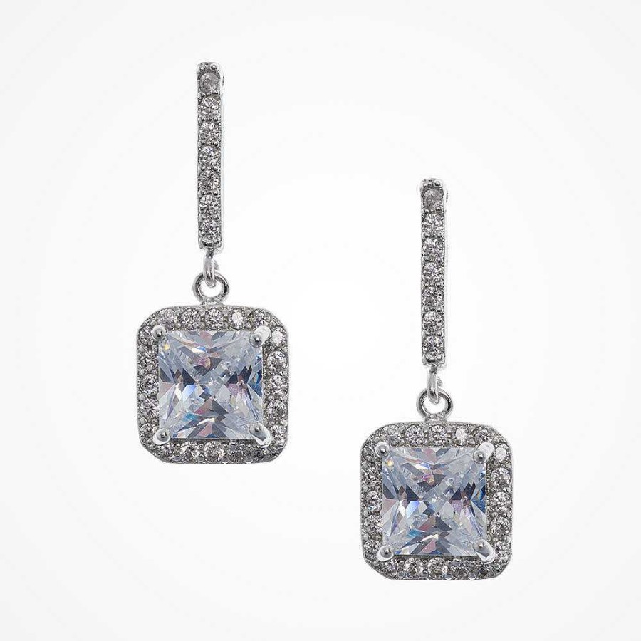 Wedding Jewellerywedding Jewellery Liberty in Love | Valentina Square Cut Cz Drop Earrings (Silver)