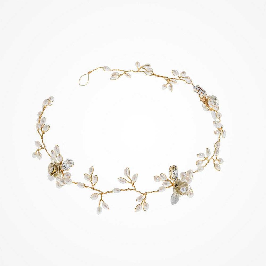 Wedding Hair Accessorieswedding Hair Accessories Laurel Lime | Primrose Delicate Blossomed Gold Hair Vine