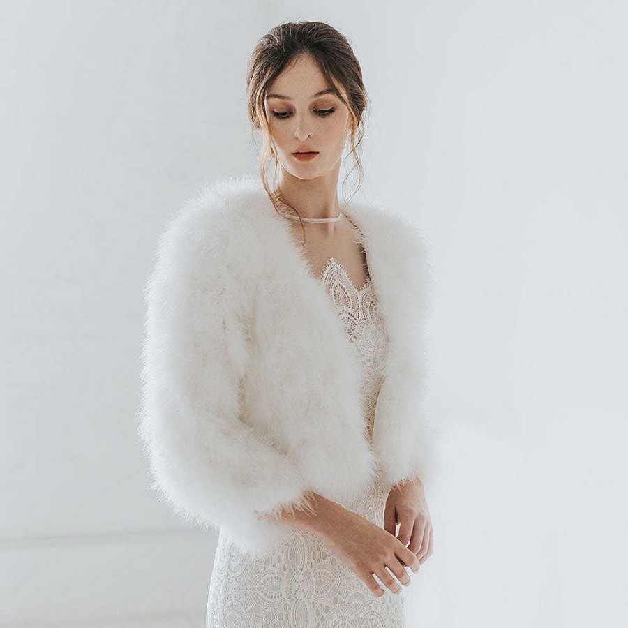 Veils, Cover-Ups And Beltsveils, Cover-Ups And Belts JL at Liberty in Love | Ivory Feather Bridal Jacket