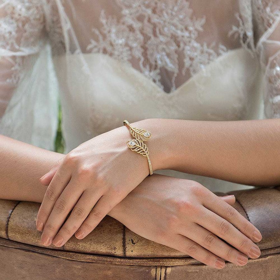 Wedding Jewellerywedding Jewellery Ivory & Co | Long Island Gold Feather Bracelet