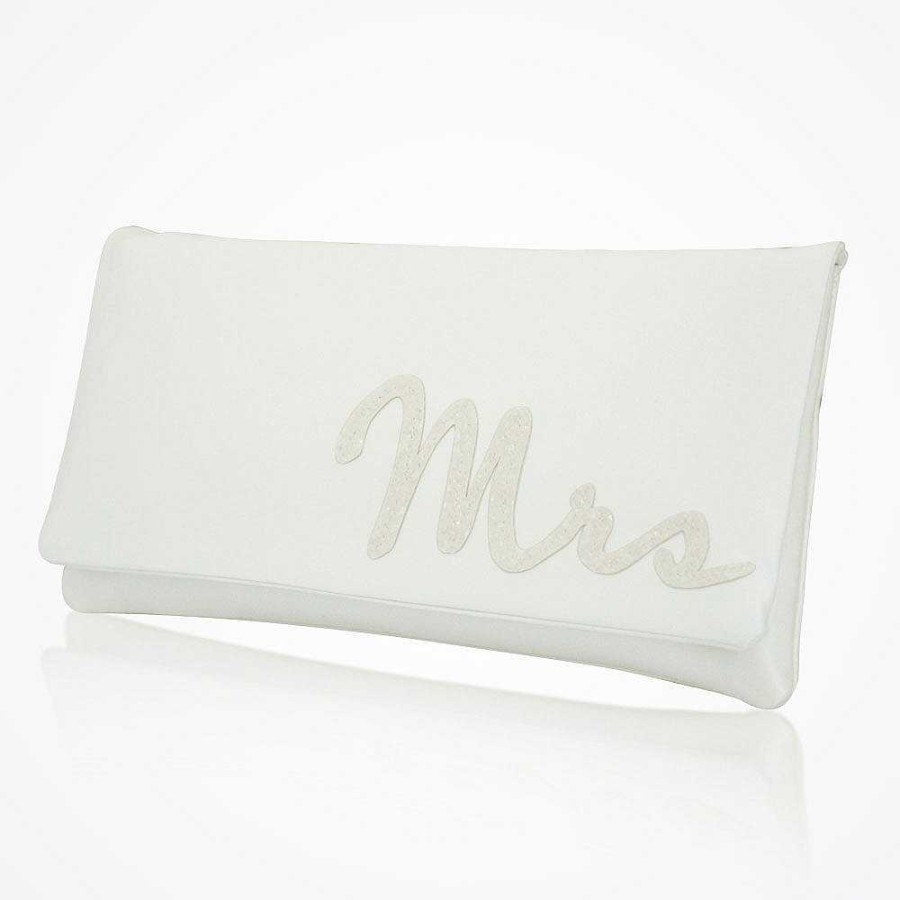 Bags Emma Gordon London | Mrs' Glittered Letters Ivory Satin Clutch (Classic)