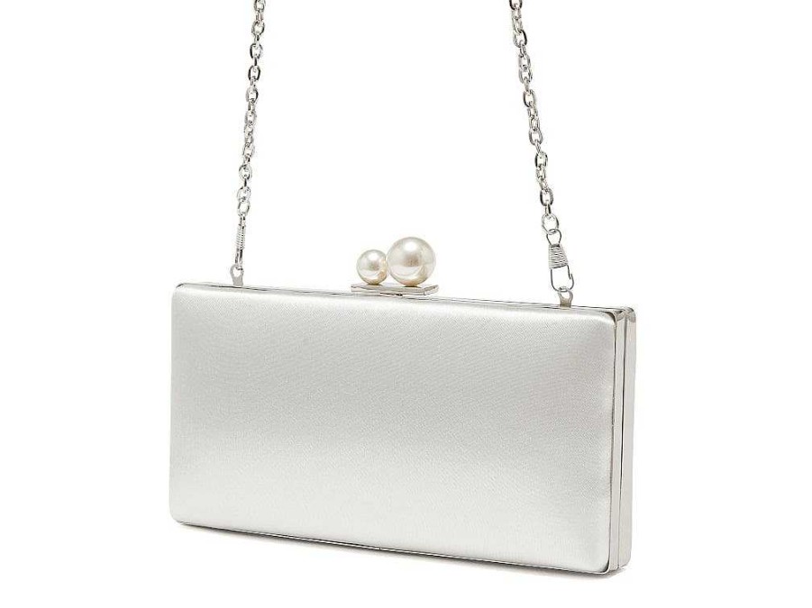 Bags Rainbow Club | Beau Pearl Clasp Satin Bridal Clutch Bag