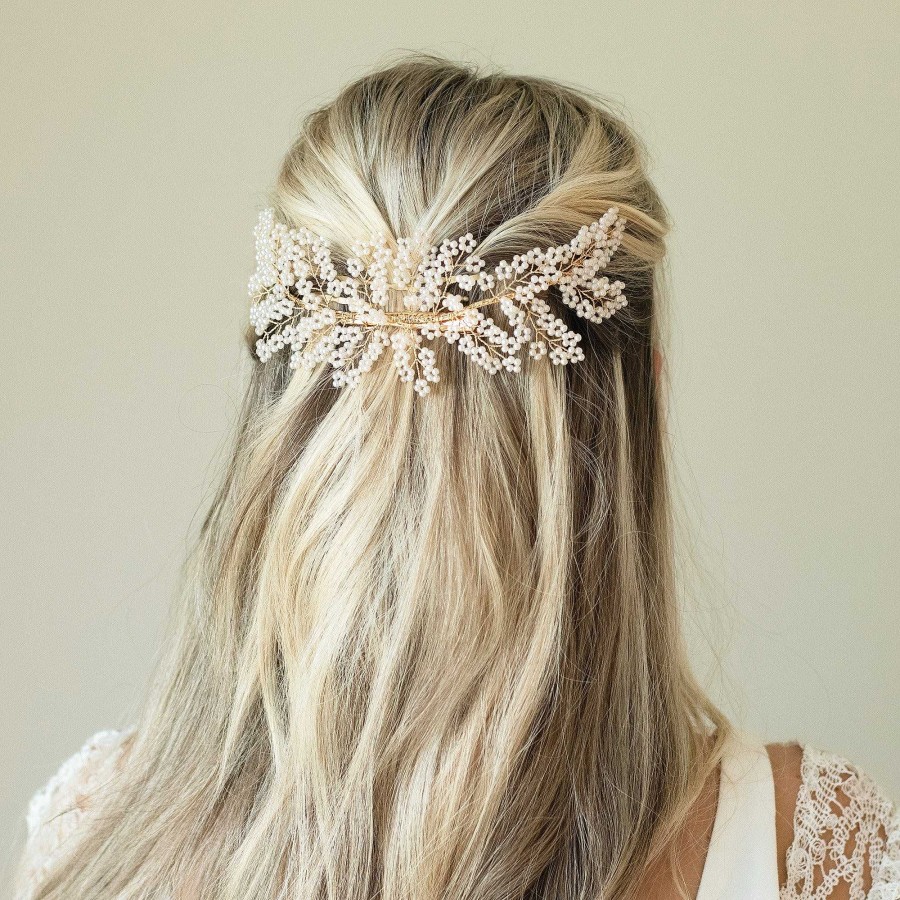 Wedding Hair Accessorieswedding Hair Accessories Ivory & Co | Blossom Pearl Clip (Gold)