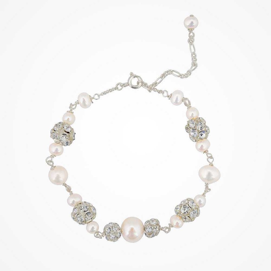 Wedding Jewellerywedding Jewellery Chez Bec | Abigail Pearl And Diamante Bracelet (Silver)