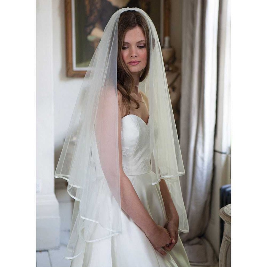 Veils, Cover-Ups And Beltsveils, Cover-Ups And Belts Rainbow Club | Jessamy Ii Tulle Veil With Satin Edge