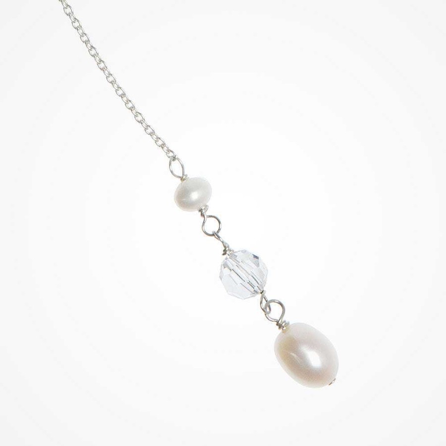 Wedding Jewellerywedding Jewellery Chez Bec | Blossom Pearl And Crystal Backdrop Necklace (Silver)