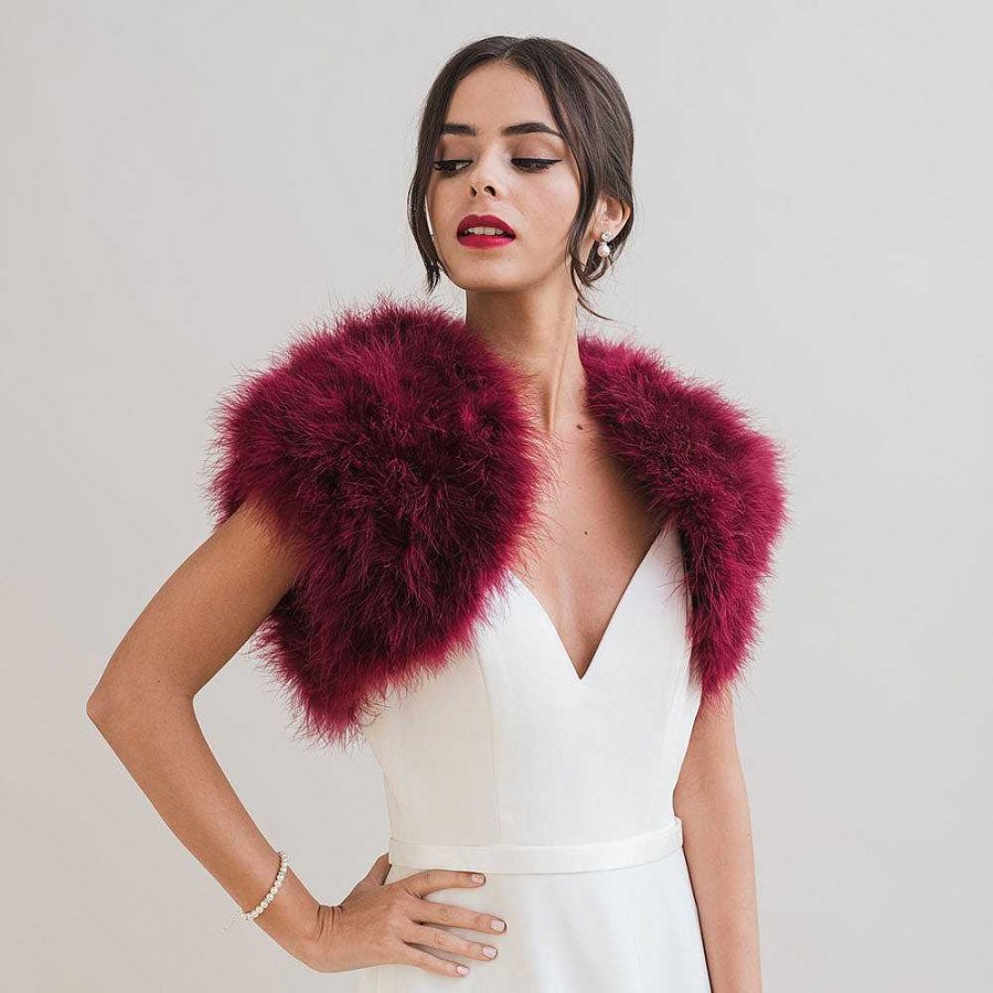 Veils, Cover-Ups And Beltsveils, Cover-Ups And Belts JL at Liberty in Love | Burgundy Feather Bridal Bolero