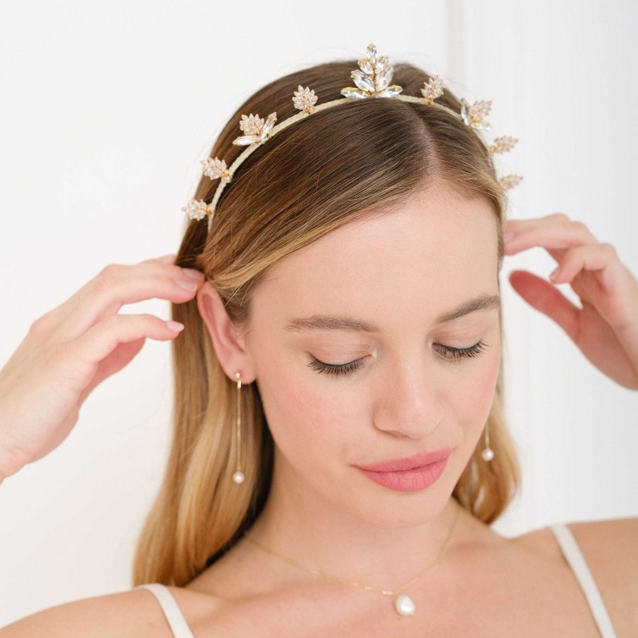 Wedding Hair Accessorieswedding Hair Accessories Miss Clemmie | Phoebe Crystal Leaves Deco Crown