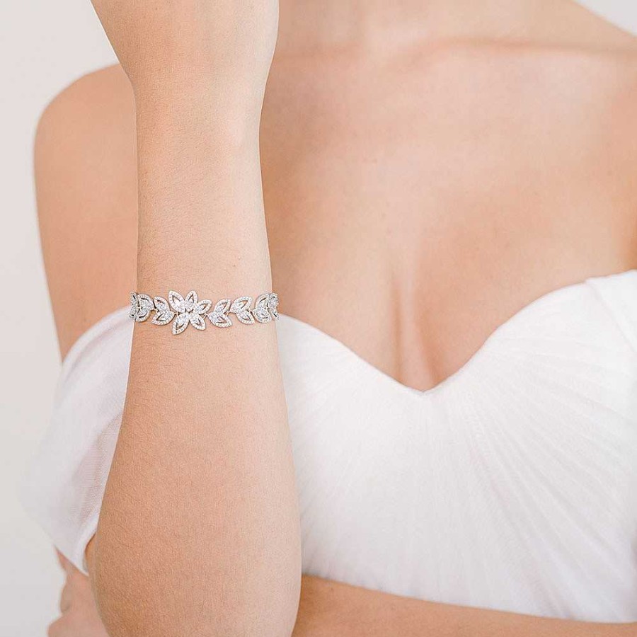 Wedding Jewellerywedding Jewellery Aria | Cordelia Crystal Leaves Bracelet