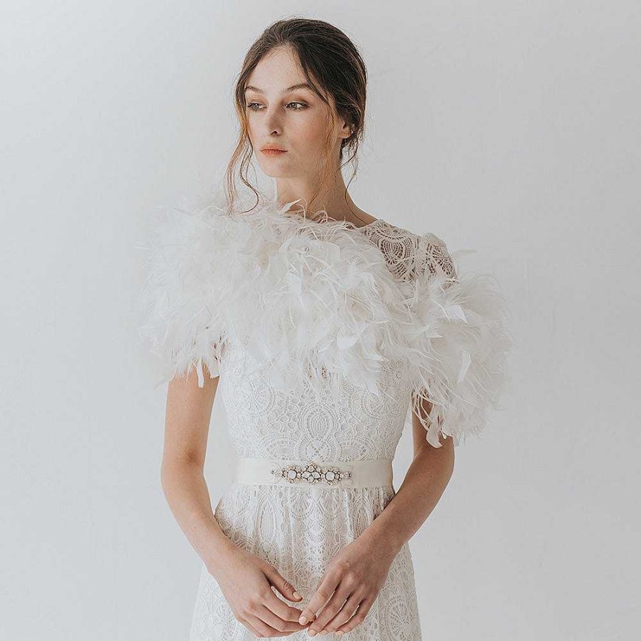 Veils, Cover-Ups And Beltsveils, Cover-Ups And Belts JL at Liberty in Love | Ivory Ostrich Feather Bridal Stole