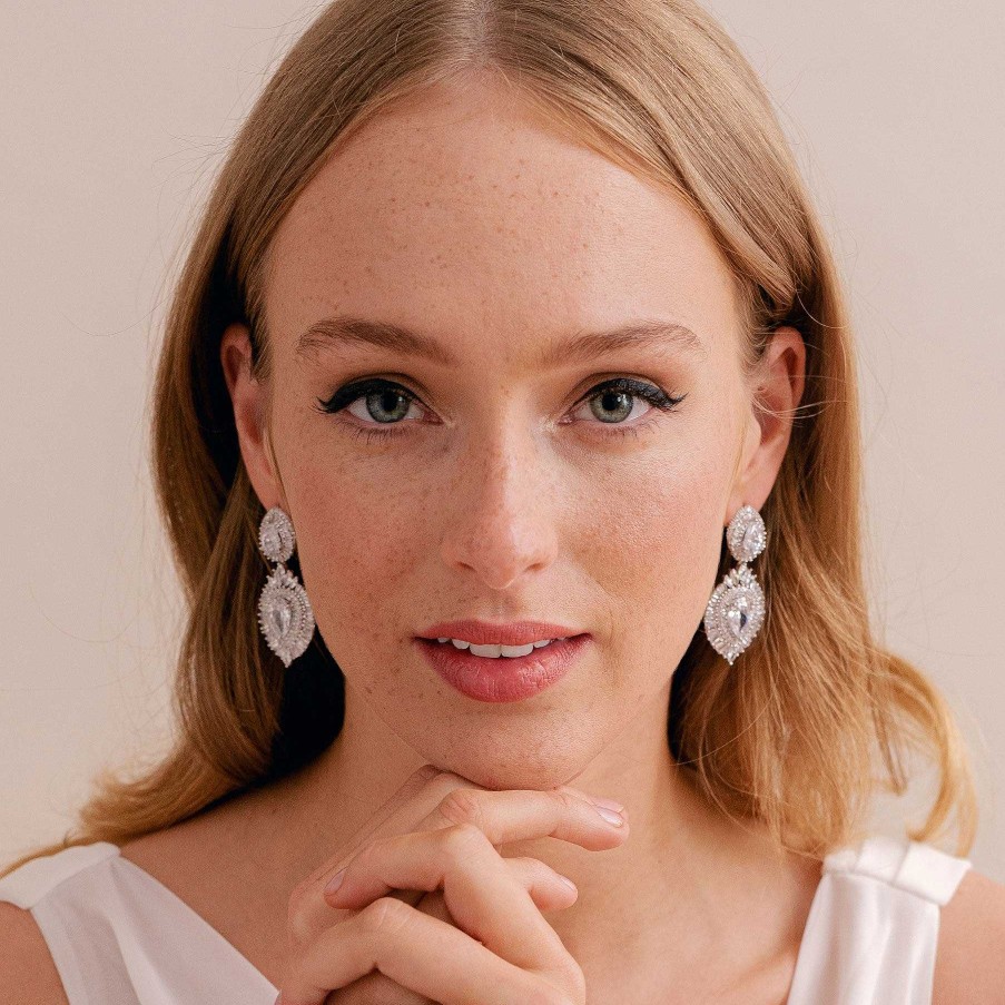 Wedding Jewellerywedding Jewellery Aria | Leighton Crystal Drop Statement Earrings