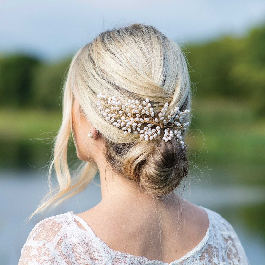 Wedding Hair Accessorieswedding Hair Accessories Ivory & Co | Seaspray Pearl Cluster Comb (Gold)