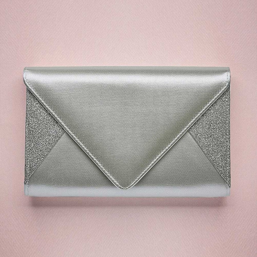 Bags Rainbow Club | Diane Silver Shimmer And Satin Clutch