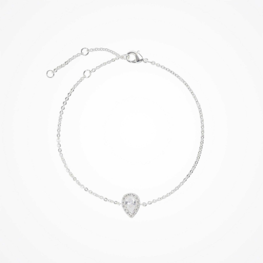 Wedding Jewellerywedding Jewellery Aria | Infinite Minimal Pear Zirconia Chain Bracelet (Silver)