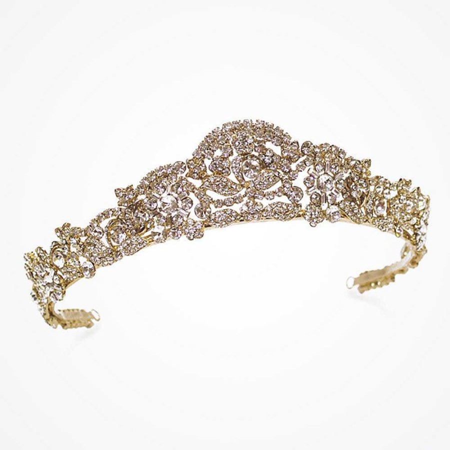 Wedding Hair Accessorieswedding Hair Accessories Ivory & Co | Marcella Gold Floral Crystal Embellished Tiara