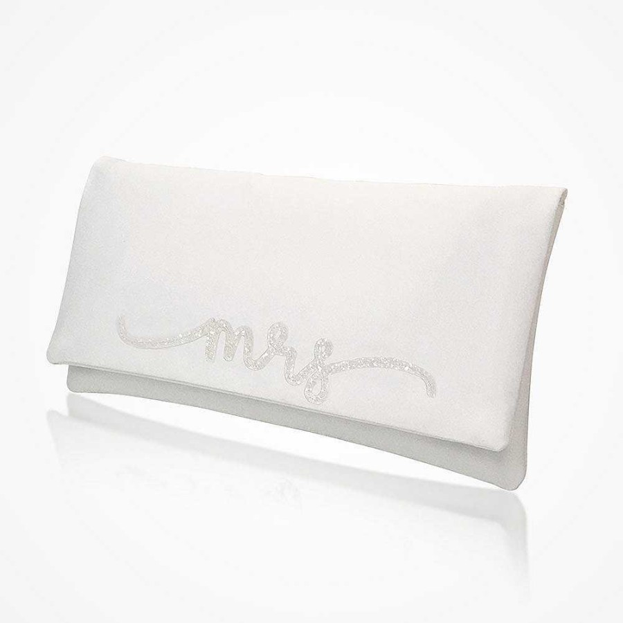 Bags Emma Gordon London | Mrs' Glittered Letters Ivory Satin Clutch (Updated)