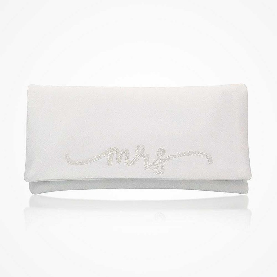 Bags Emma Gordon London | Mrs' Glittered Letters Ivory Satin Clutch (Updated)