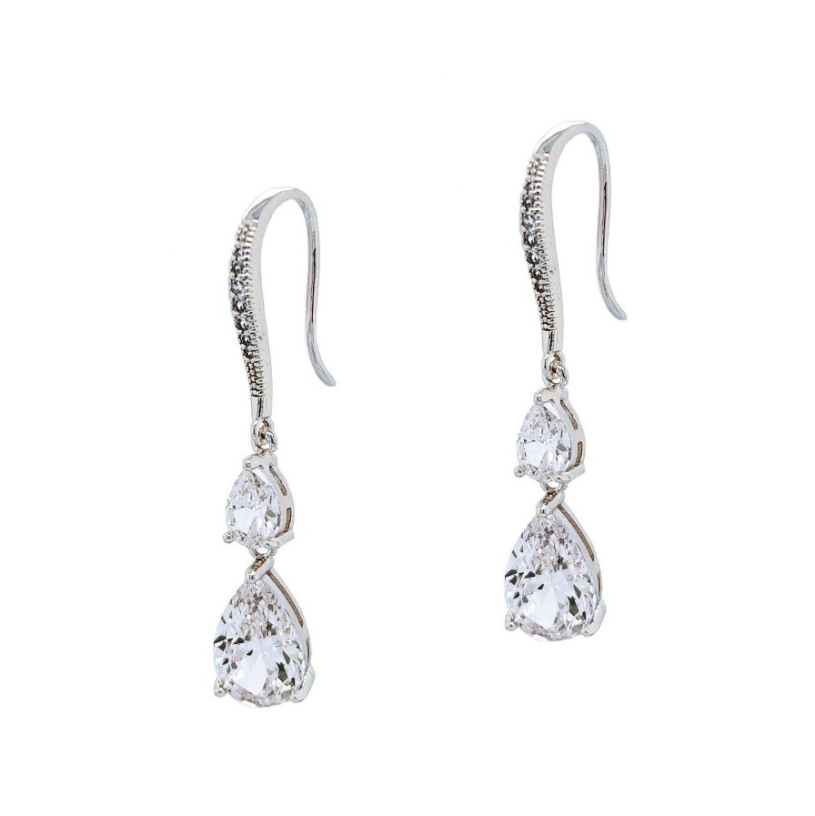 Wedding Jewellerywedding Jewellery Ivory & Co | Detroit Crystal Double Drop Earrings (Silver)