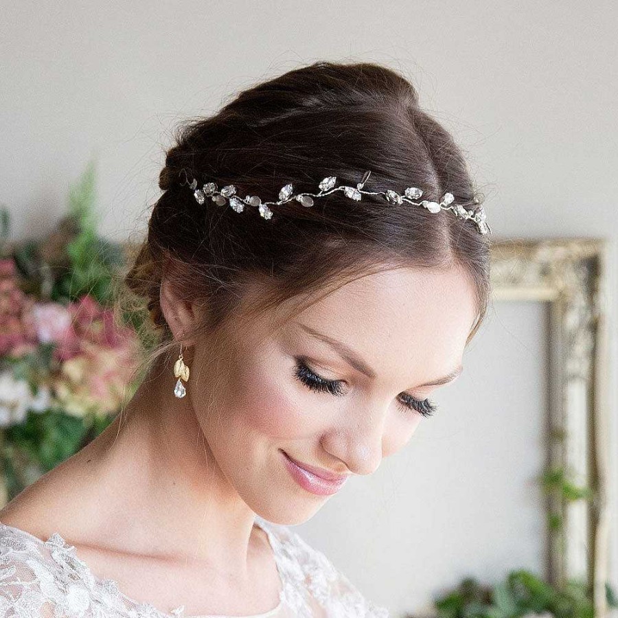 Wedding Hair Accessorieswedding Hair Accessories Laurel Lime | Juniper Crystal And Silvered Leaves Hair Vine