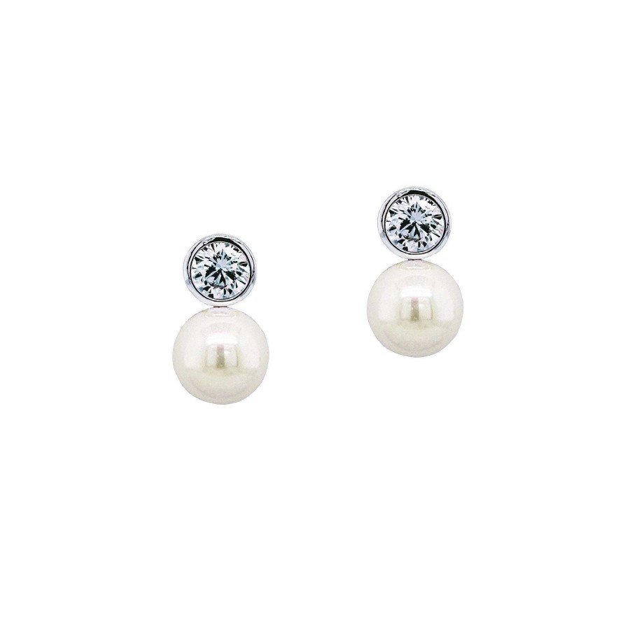 Wedding Jewellerywedding Jewellery Ivory & Co | Portland Solitaire Crystal And Pearl Earrings