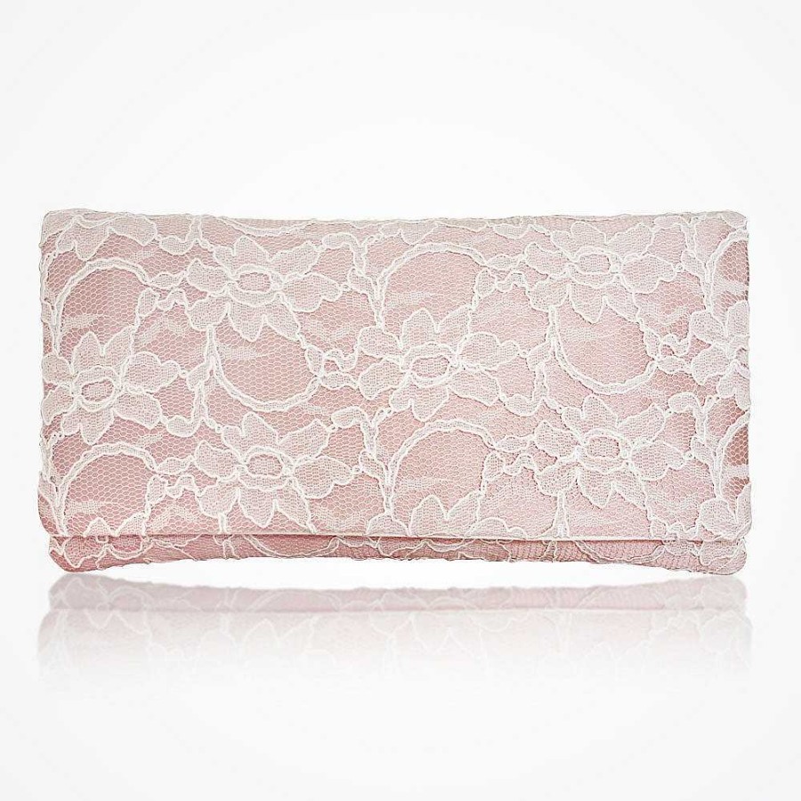 Bags Emma Gordon London | Astrid Blush And Ivory Lace Clutch