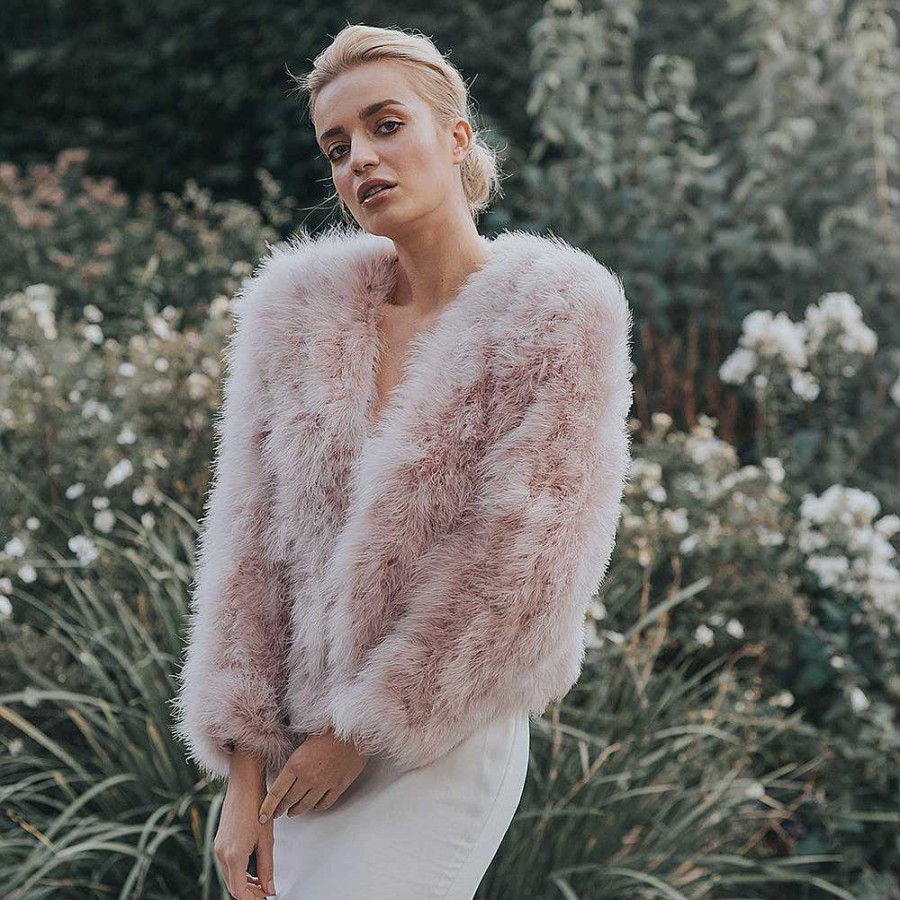 Veils, Cover-Ups And Beltsveils, Cover-Ups And Belts JL at Liberty in Love | Blush Pink Feather Bridal Jacket