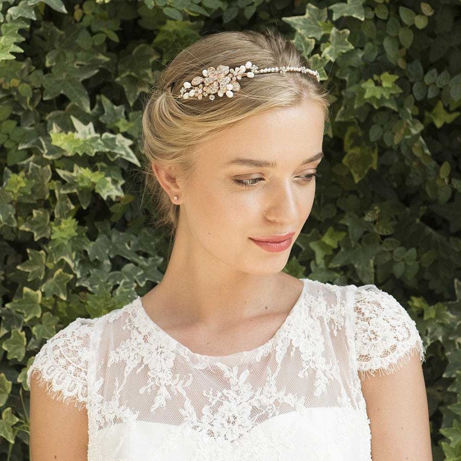 Wedding Hair Accessorieswedding Hair Accessories Ivory & Co | Molly Rose Gold Floral Headpiece