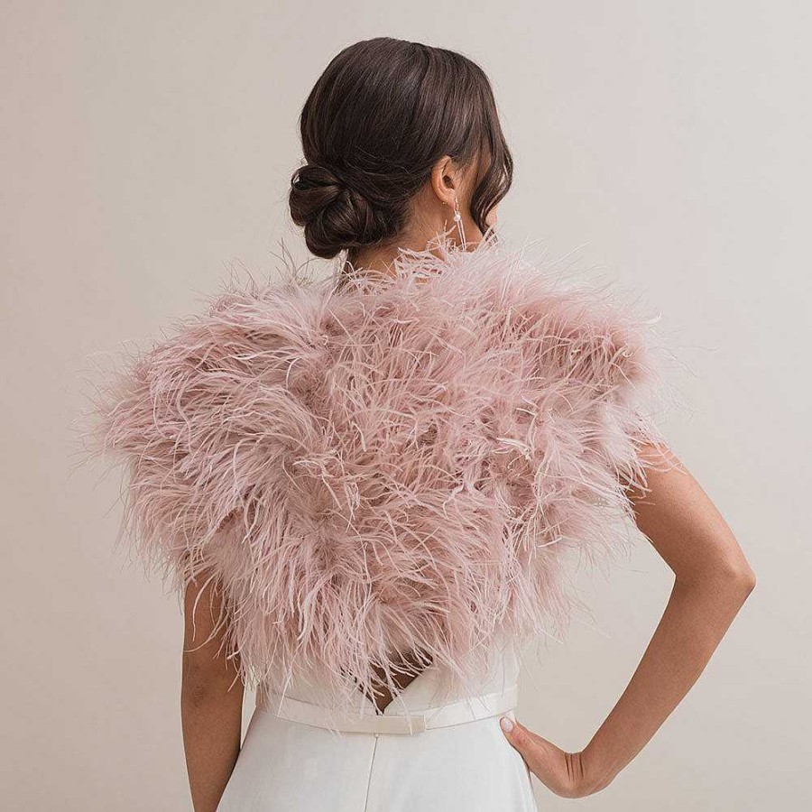 Veils, Cover-Ups And Beltsveils, Cover-Ups And Belts JL at Liberty in Love | Blush Pink Ostrich Feather Bridal Bolero