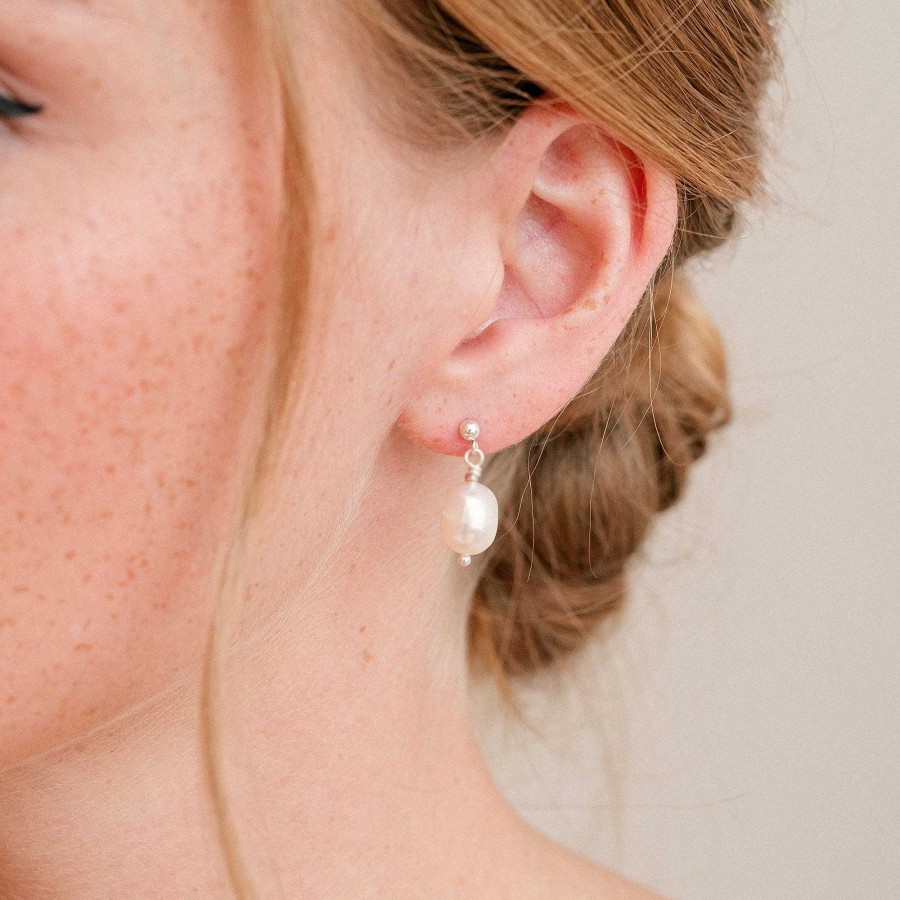 Wedding Jewellerywedding Jewellery Arianna Bespoke | Mini Pearl Drop Stud Earrings (Silver)