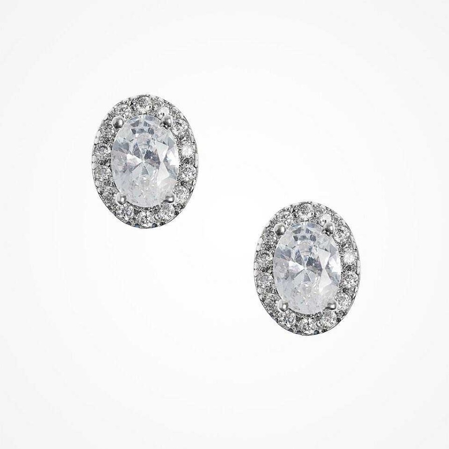 Wedding Jewellerywedding Jewellery Liberty in Love | Stella Oval Cz Bridal Stud Earrings (Silver)