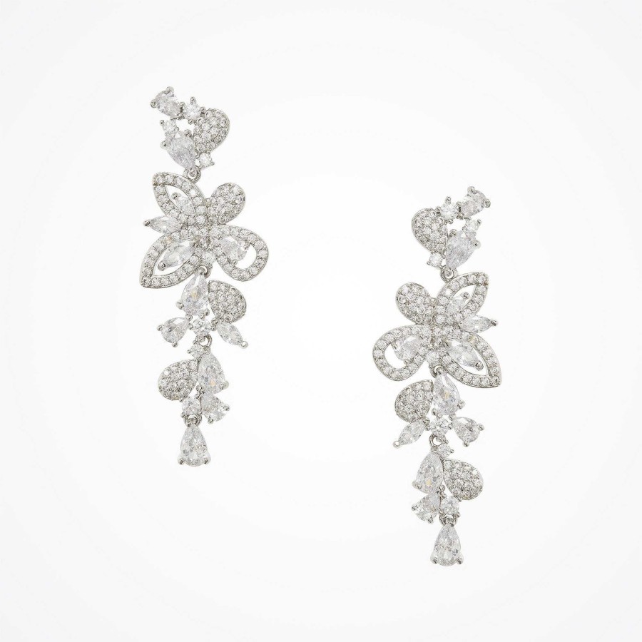 Wedding Jewellerywedding Jewellery Aria | Astraea Crystal Floral Drop Earrings