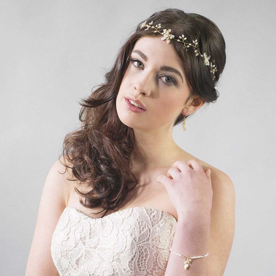 Wedding Hair Accessorieswedding Hair Accessories Laurel Lime | Primrose Delicate Blossomed Gold Hair Vine