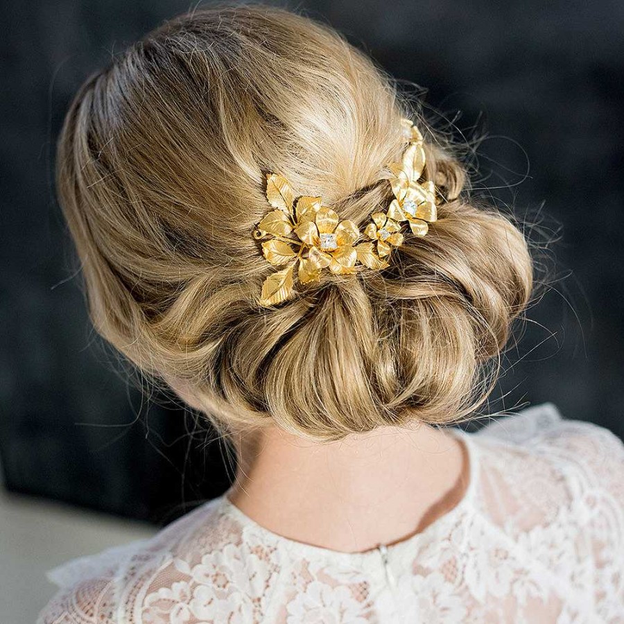 Wedding Hair Accessorieswedding Hair Accessories Halo and Co | Lara Golden Crystal Vine Of Blossoms