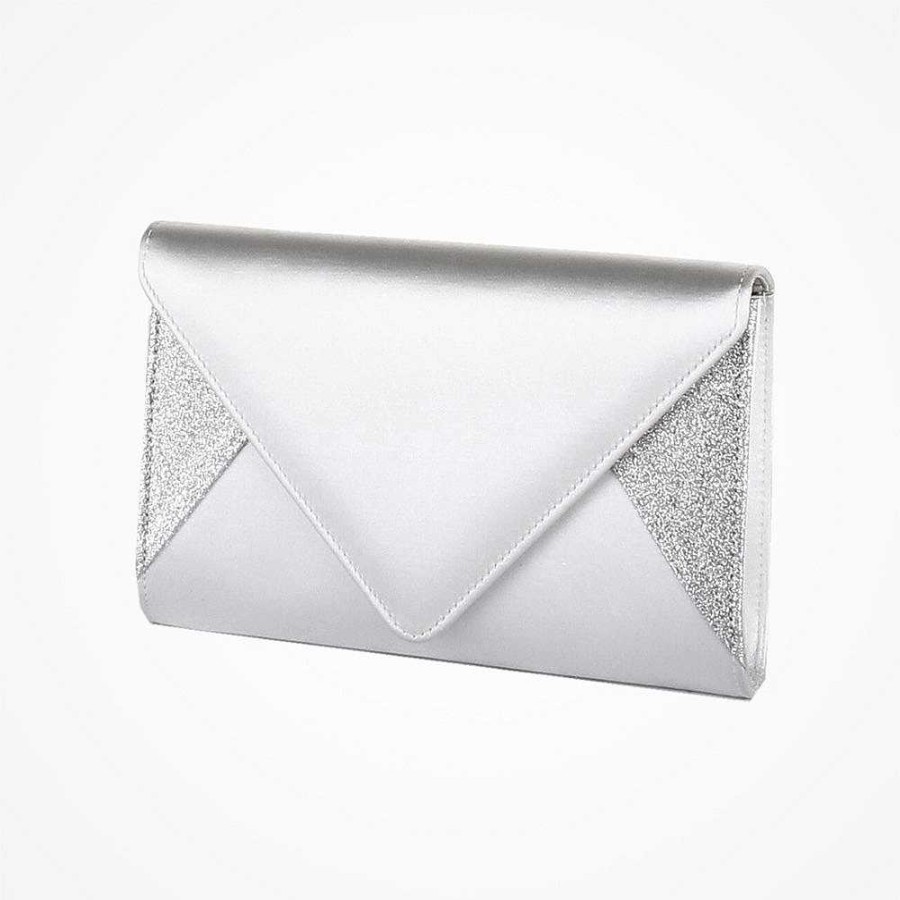 Bags Rainbow Club | Diane Silver Shimmer And Satin Clutch