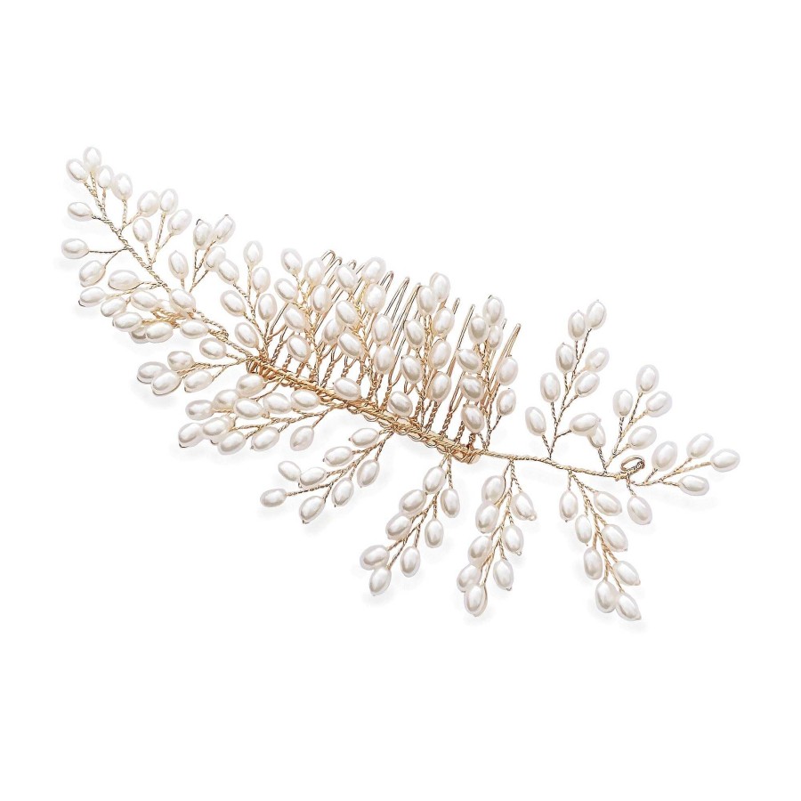 Wedding Hair Accessorieswedding Hair Accessories Ivory & Co | Seaspray Pearl Cluster Comb (Gold)