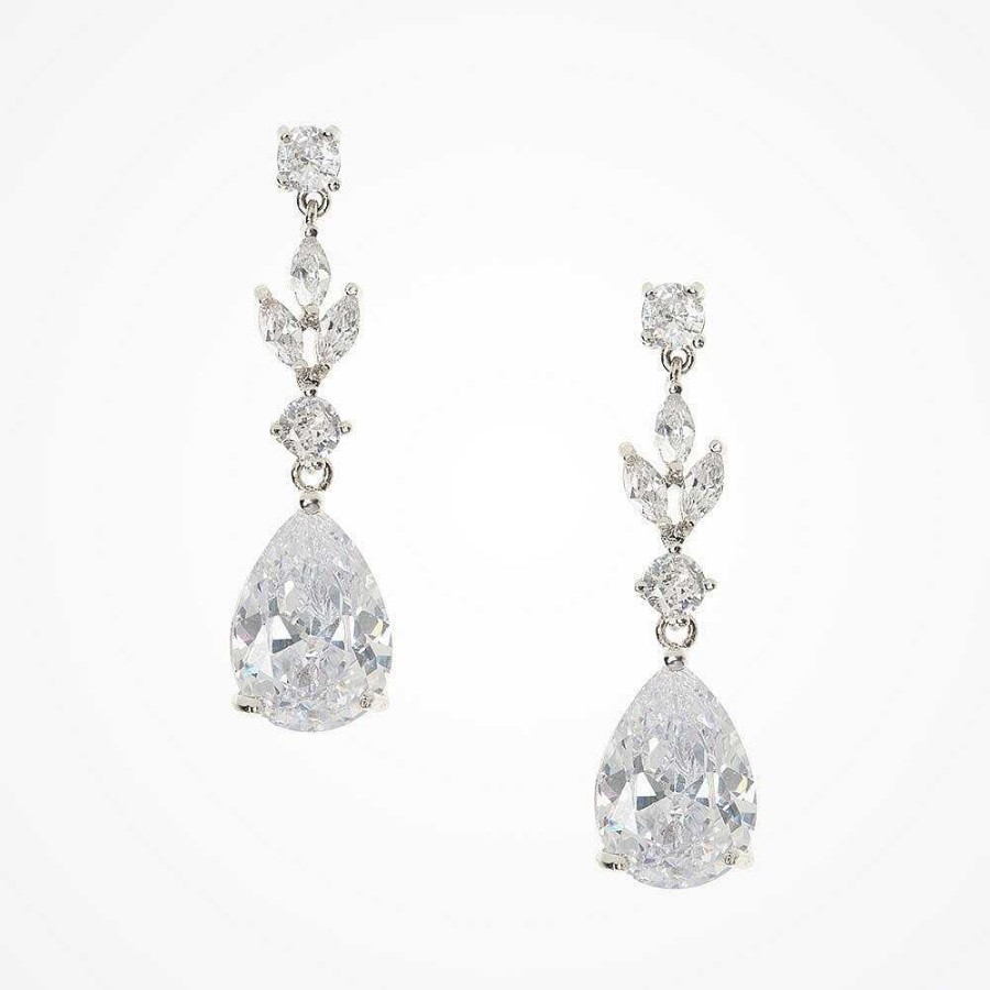 Wedding Jewellerywedding Jewellery Aria | Ellery Leafy Crystal Teardrop Earrings