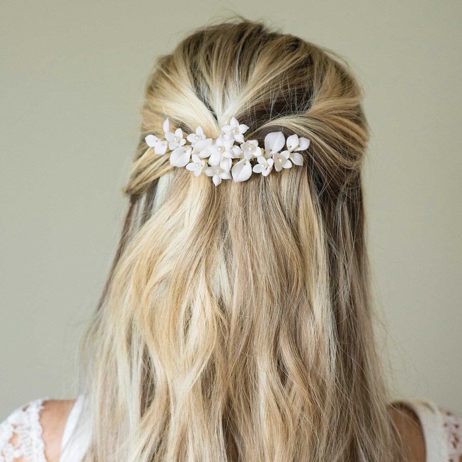 Wedding Hair Accessorieswedding Hair Accessories Ivory & Co | Snowdrop Ceramic And Pearl Floral Spray Clip