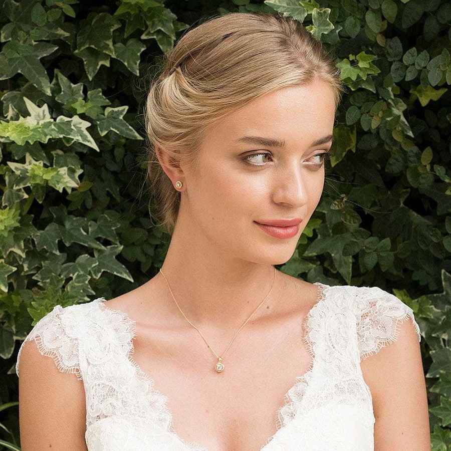 Wedding Jewellerywedding Jewellery Ivory & Co | Balmoral Gold Crystal Pendant Necklace