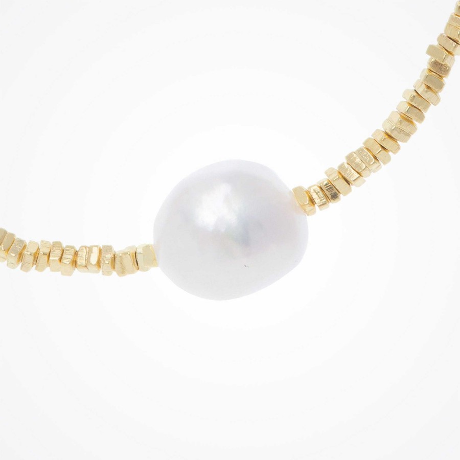 Wedding Jewellerywedding Jewellery Aria | Single Freshwater Baroque Pearl Gold Bracelet