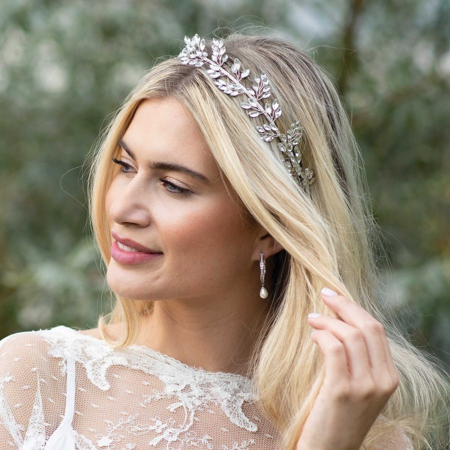 Wedding Hair Accessorieswedding Hair Accessories Ivory & Co | Utopia Crystal Vine Of Leaves Band