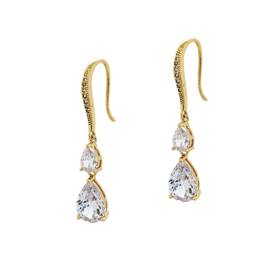 Wedding Jewellerywedding Jewellery Ivory & Co | Detroit Crystal Double Drop Earrings (Gold)